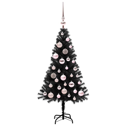 Kerstboom met 150 LED met standaard Zwart 120 cm PVC