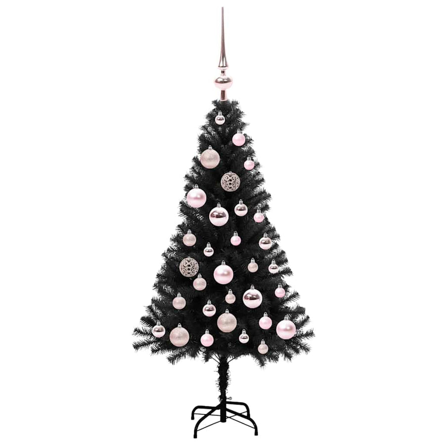 Kerstboom met 150 LED met standaard Zwart 120 cm PVC