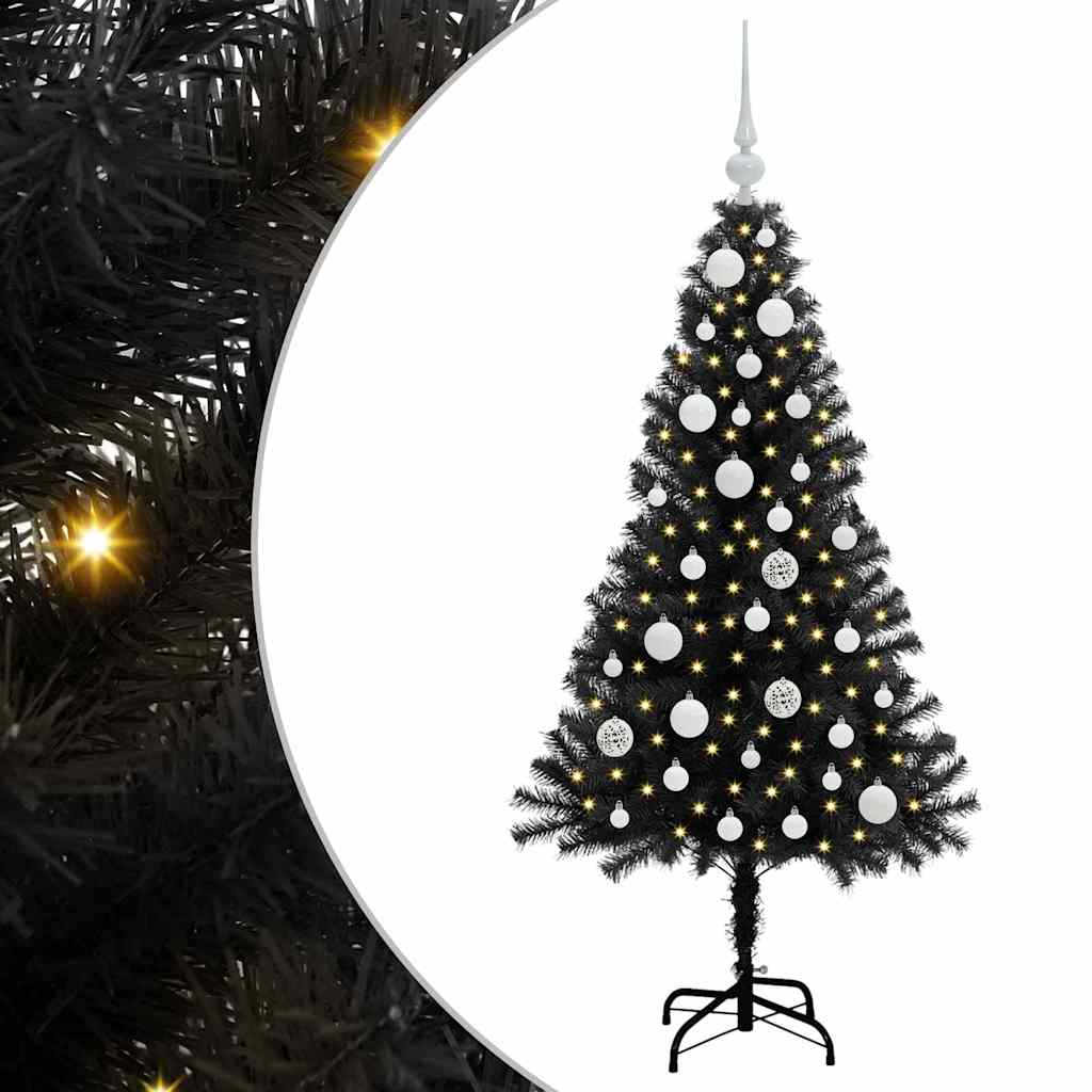 Kerstboom met 150 LED met standaard Zwart 120 cm PVC