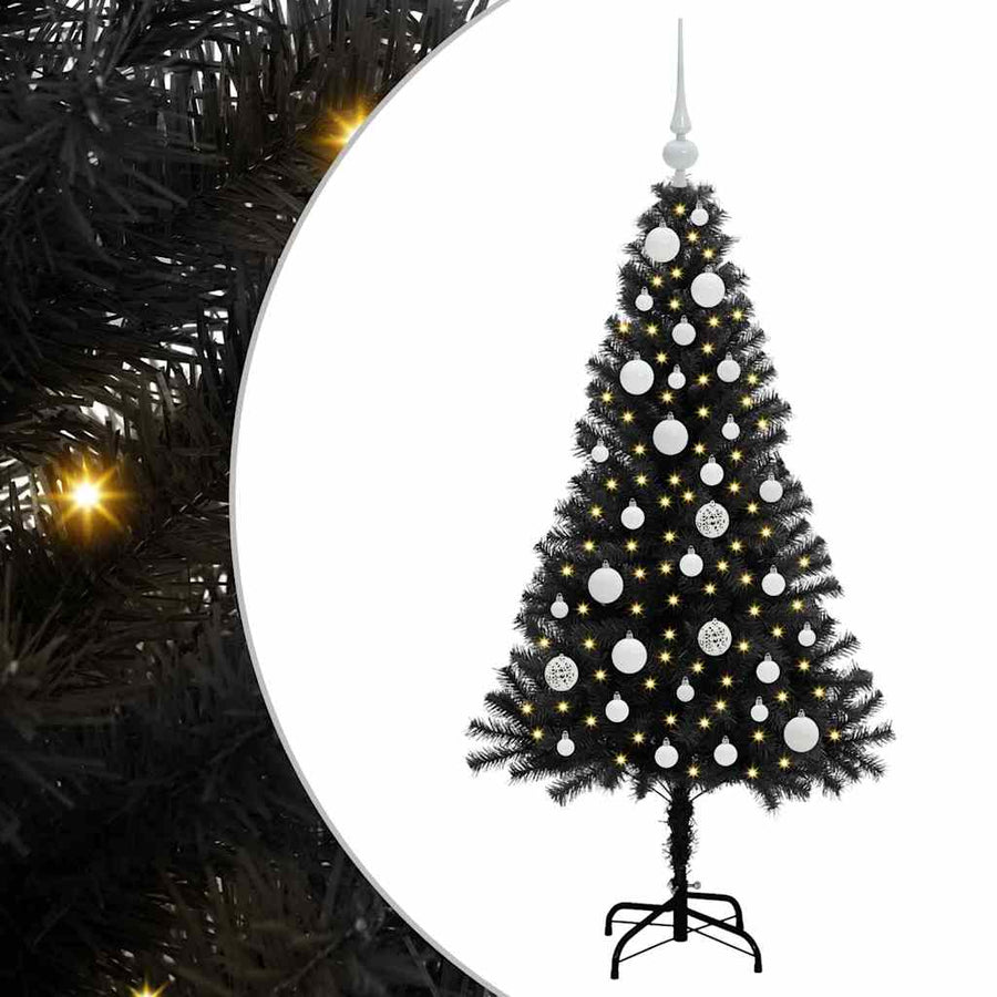 Kerstboom met 150 LED met standaard Zwart 120 cm PVC