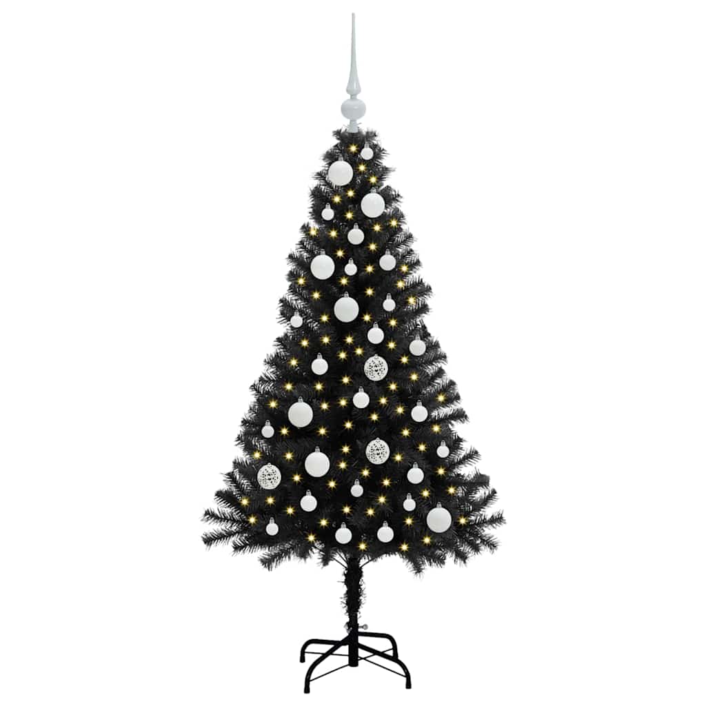 Kerstboom met 150 LED met standaard Zwart 120 cm PVC