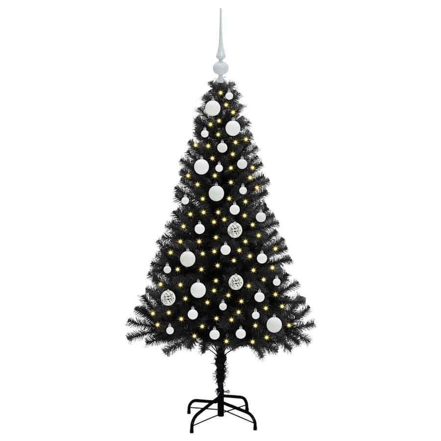 Kerstboom met 150 LED met standaard Zwart 120 cm PVC