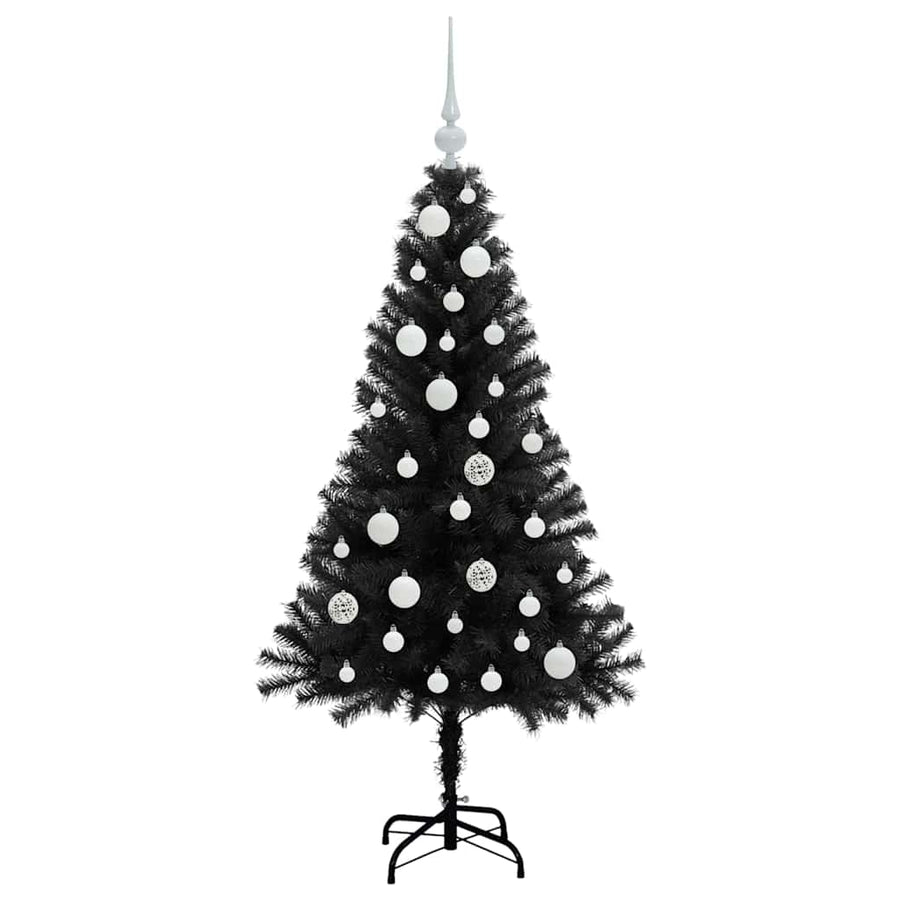Kerstboom met 150 LED met standaard Zwart 120 cm PVC