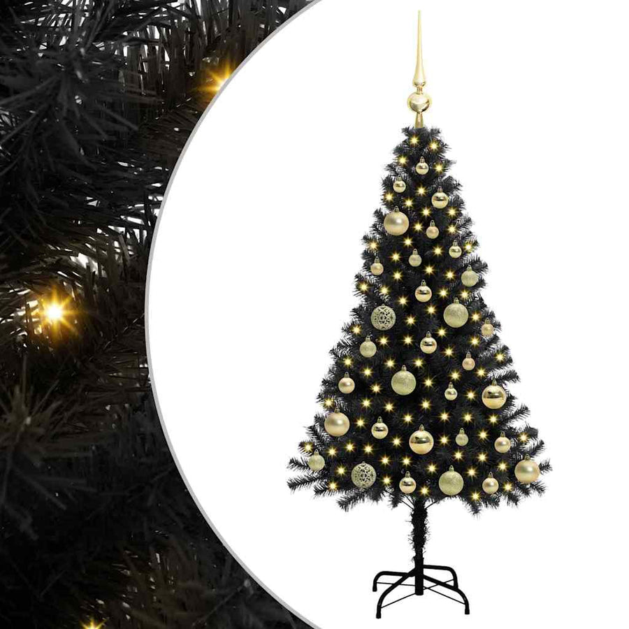 Kerstboom met 150 LED met standaard Zwart 120 cm PVC