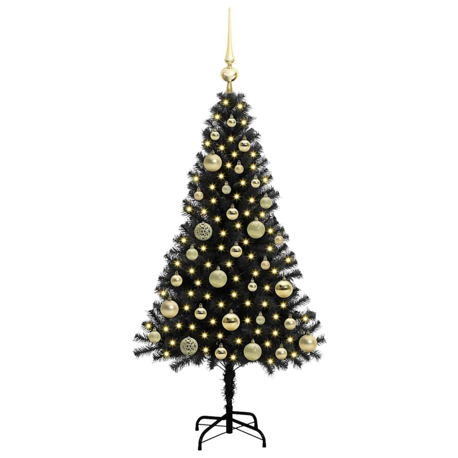 Kerstboom met 150 LED met standaard Zwart 120 cm PVC