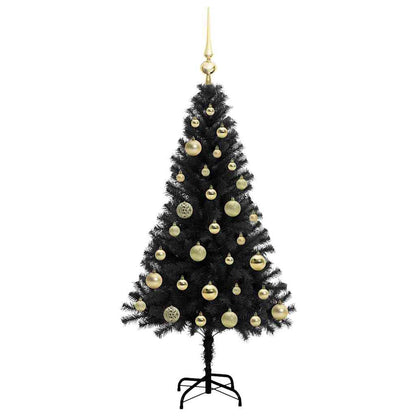 Kerstboom met 150 LED met standaard Zwart 120 cm PVC