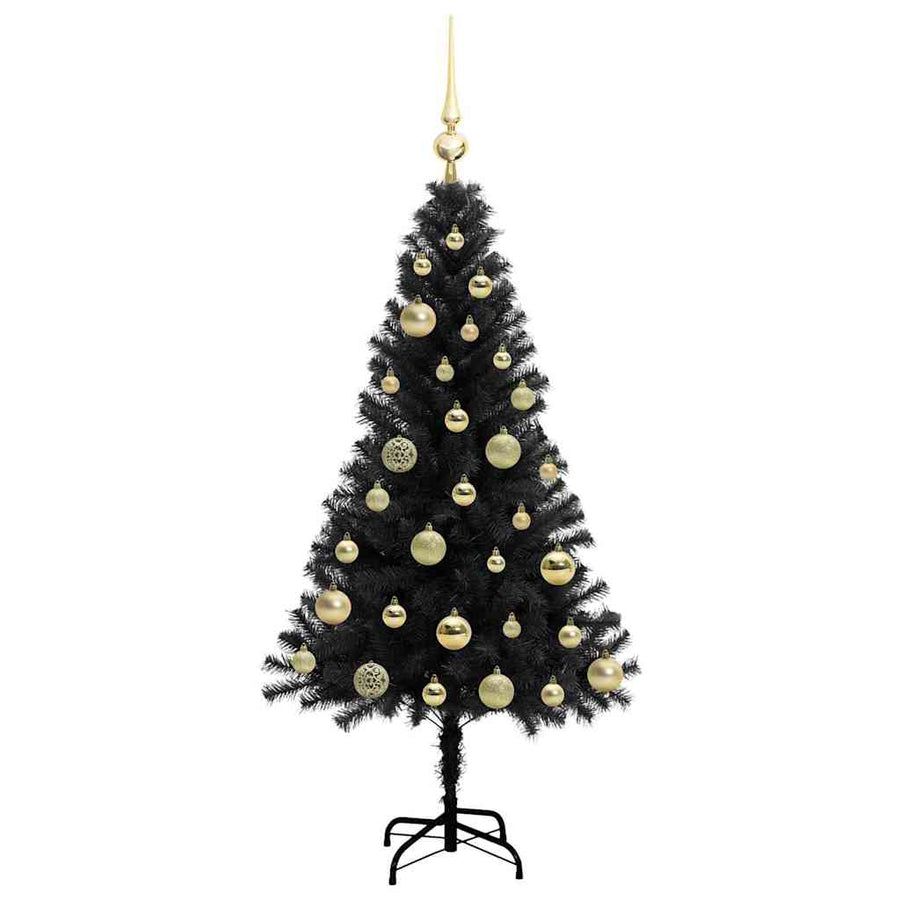 Kerstboom met 150 LED met standaard Zwart 120 cm PVC