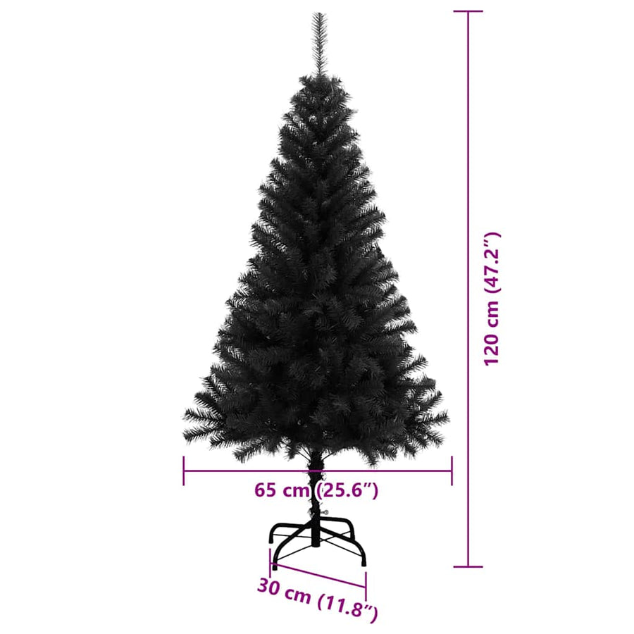 Kerstboom met 150 LED met standaard Zwart 120 cm PVC