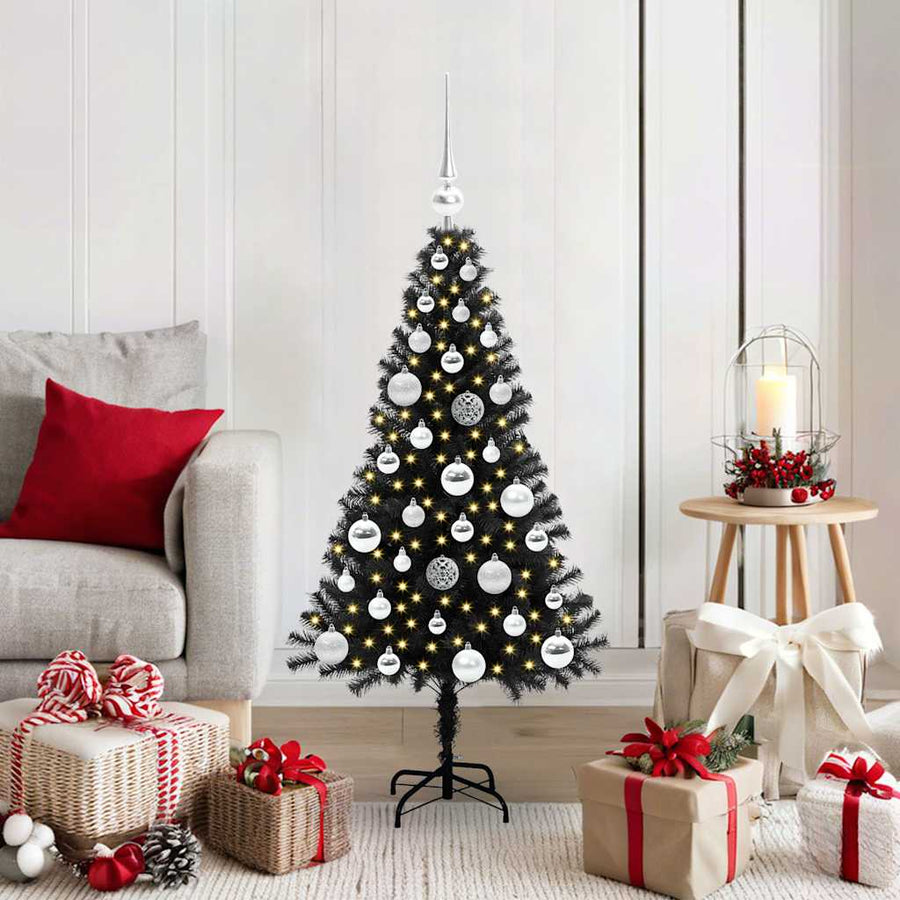 Kerstboom met 150 LED met standaard Zwart 120 cm PVC