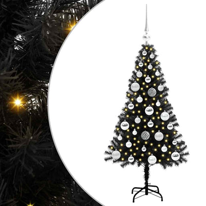 Kerstboom met 150 LED met standaard Zwart 120 cm PVC