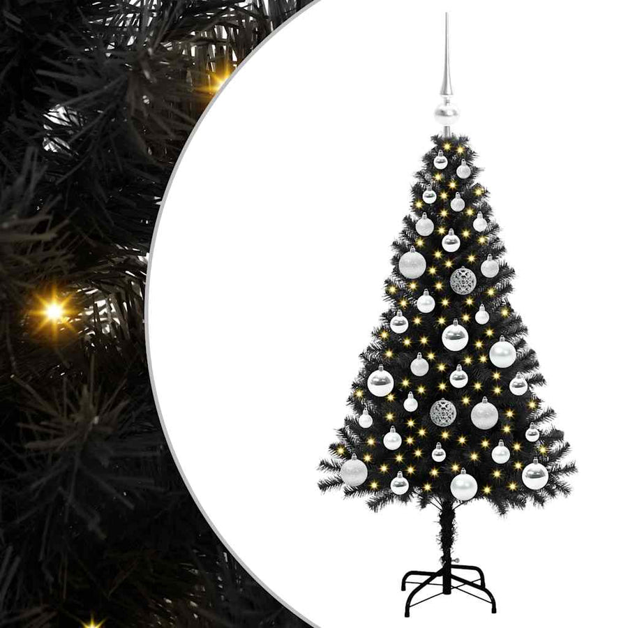 Kerstboom met 150 LED met standaard Zwart 120 cm PVC