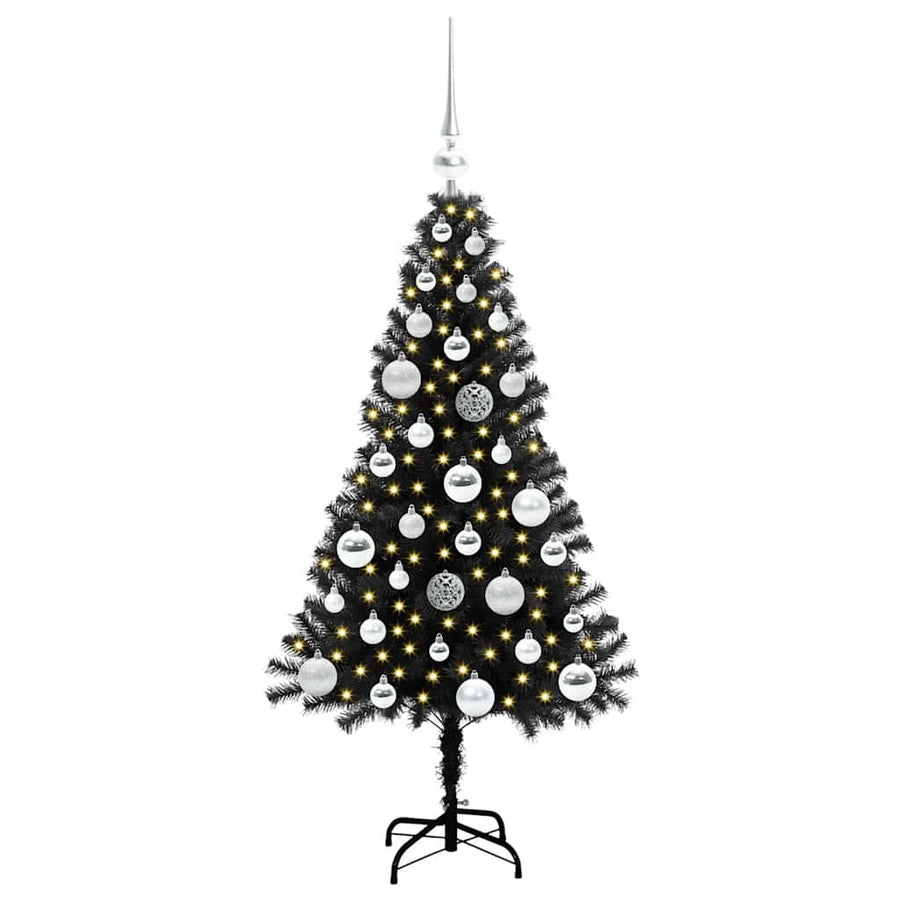 Kerstboom met 150 LED met standaard Zwart 120 cm PVC