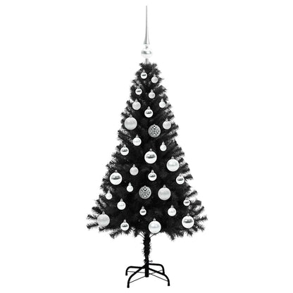 Kerstboom met 150 LED met standaard Zwart 120 cm PVC