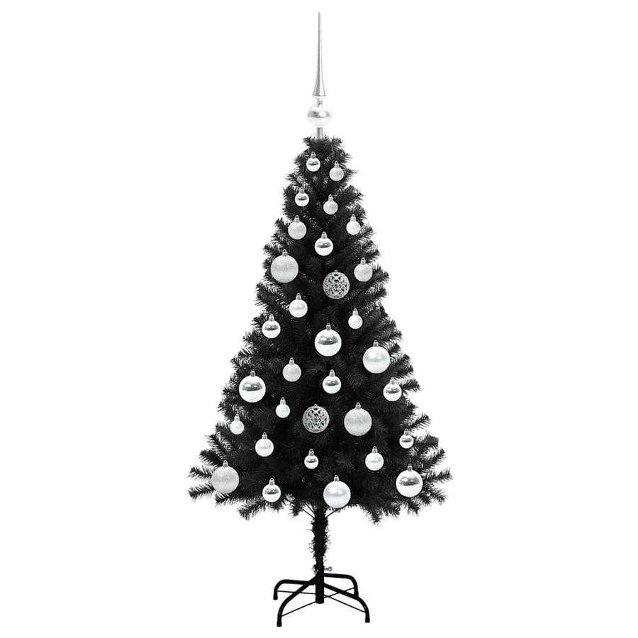 Kerstboom met 150 LED met standaard Zwart 120 cm PVC