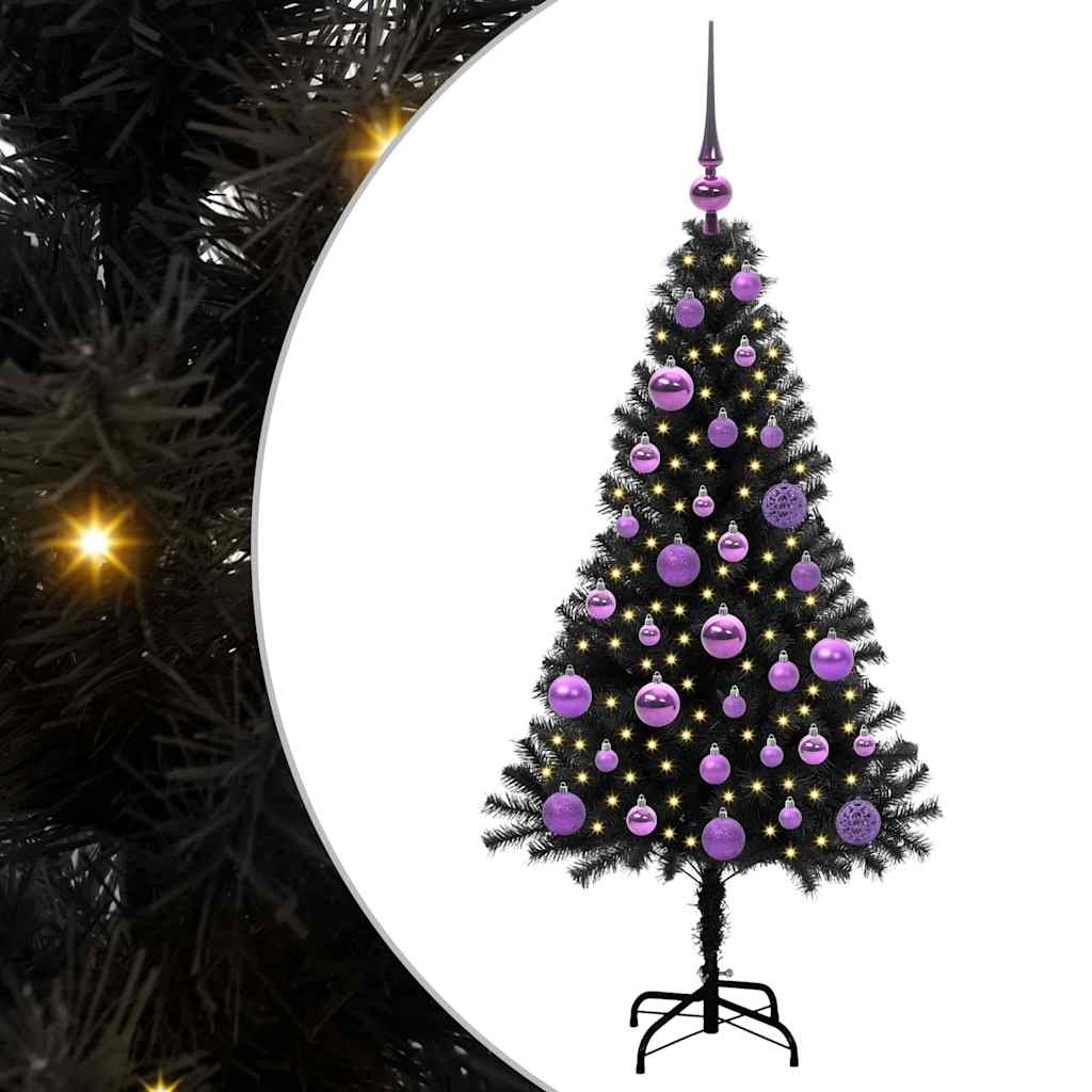 Kerstboom met 150 LED met standaard Zwart 120 cm PVC