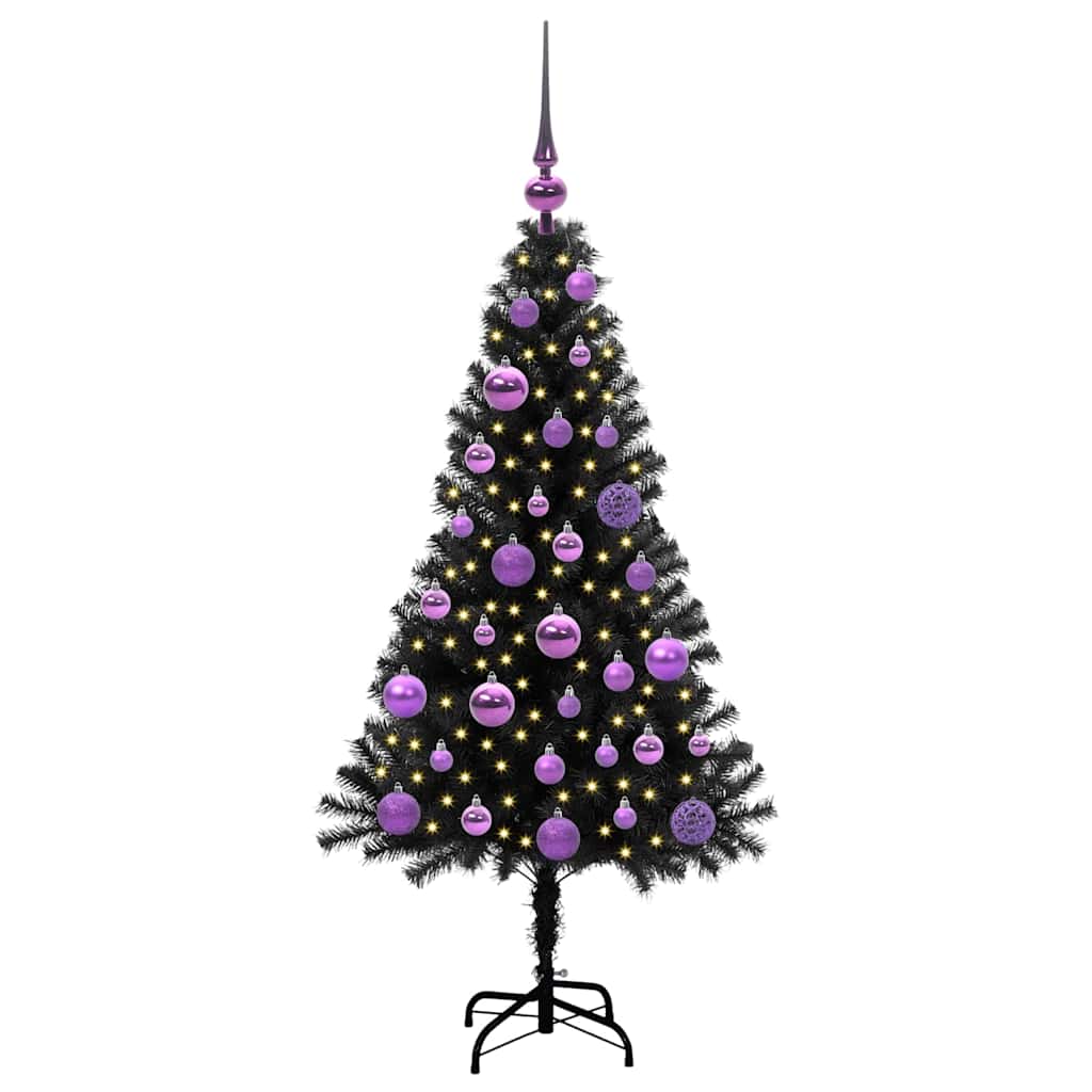 Kerstboom met 150 LED met standaard Zwart 120 cm PVC