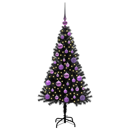 Kerstboom met 150 LED met standaard Zwart 120 cm PVC