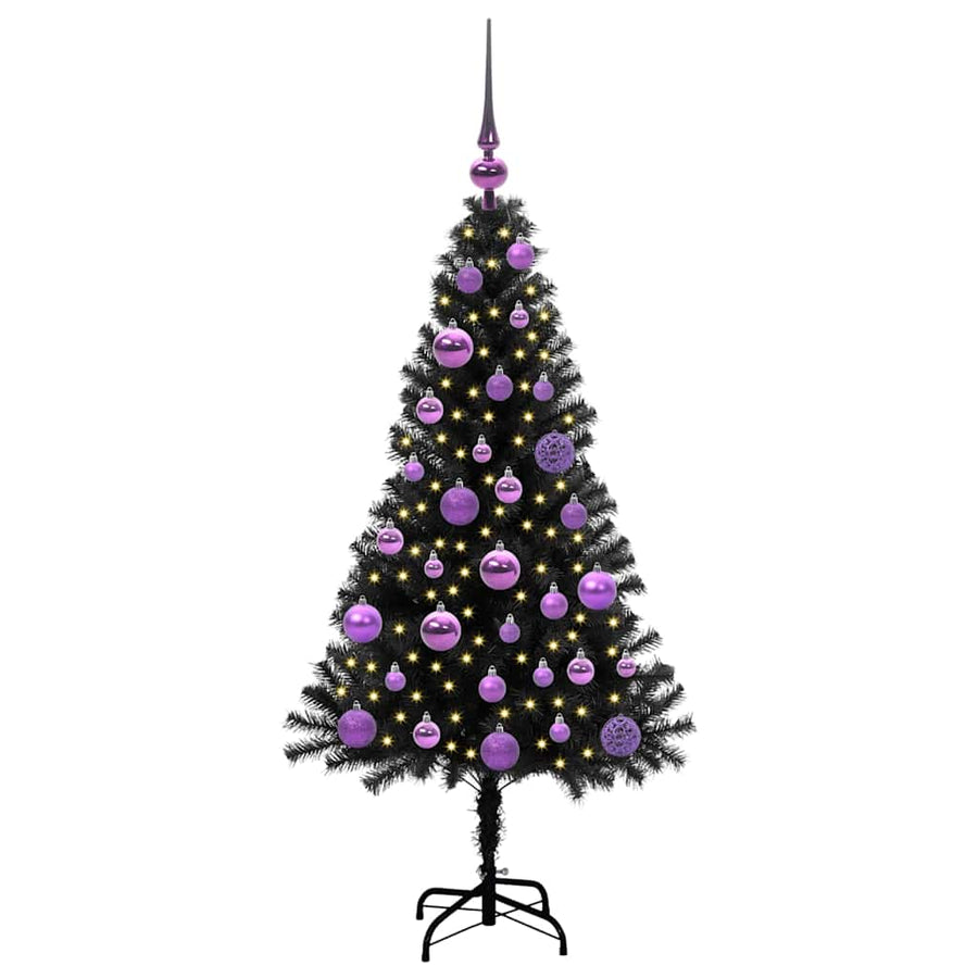 Kerstboom met 150 LED met standaard Zwart 120 cm PVC