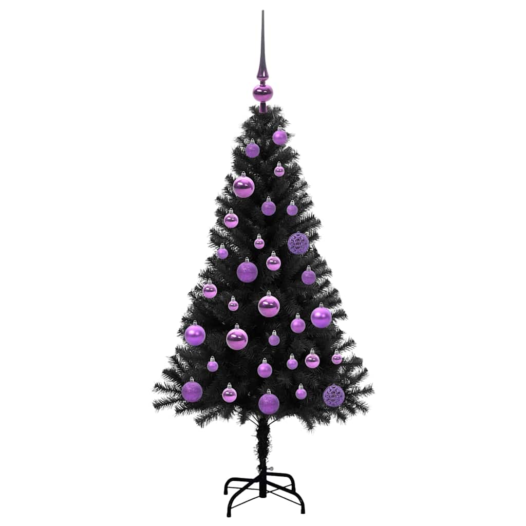 Kerstboom met 150 LED met standaard Zwart 120 cm PVC