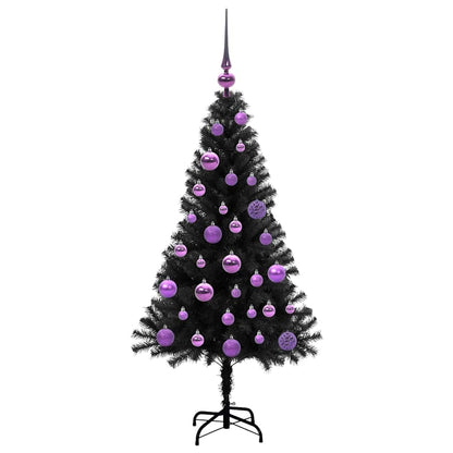Kerstboom met 150 LED met standaard Zwart 120 cm PVC
