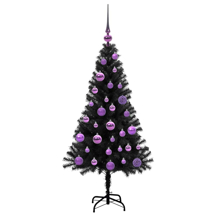 Kerstboom met 150 LED met standaard Zwart 120 cm PVC