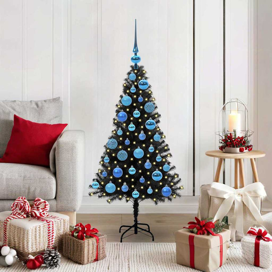 Kerstboom met 150 LED met standaard Zwart 120 cm PVC