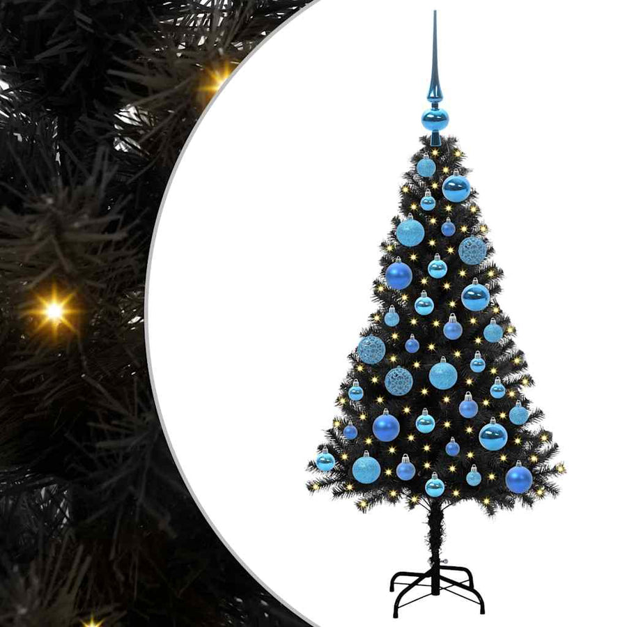 Kerstboom met 150 LED met standaard Zwart 120 cm PVC