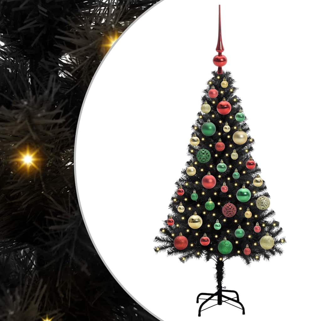 Kerstboom met 150 LED met standaard Zwart 120 cm PVC