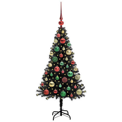 Kerstboom met 150 LED met standaard Zwart 120 cm PVC