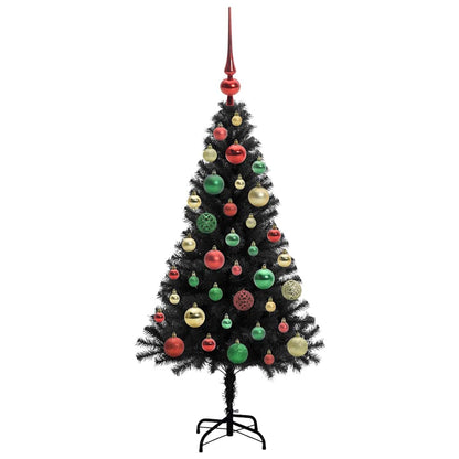 Kerstboom met 150 LED met standaard Zwart 120 cm PVC