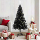 Kerstboom 150 cm 150 LED zwart PVC met standaard