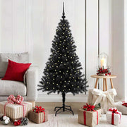 Kerstboom 150 cm 150 LED zwart PVC met standaard