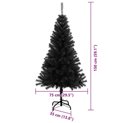 Kerstboom met 150 LED met standaard Zwart 150 cm PVC