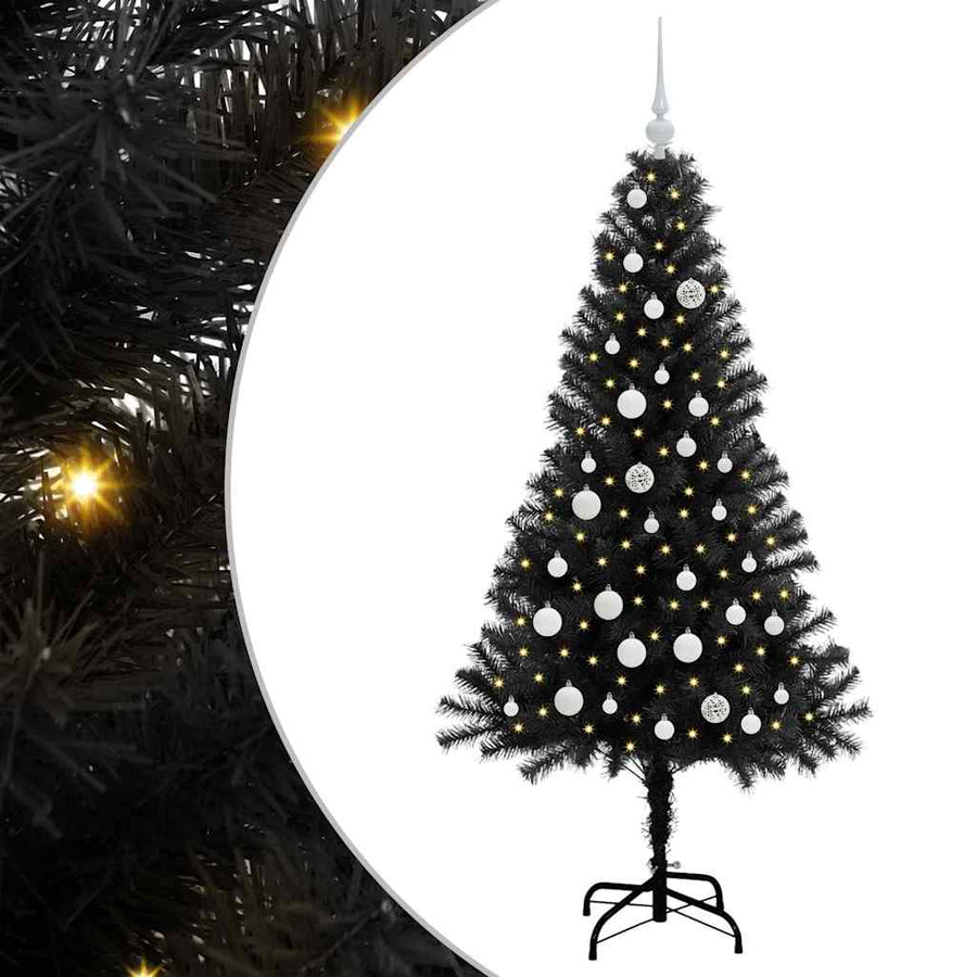 Kerstboom met 150 LED met standaard Zwart 150 cm PVC