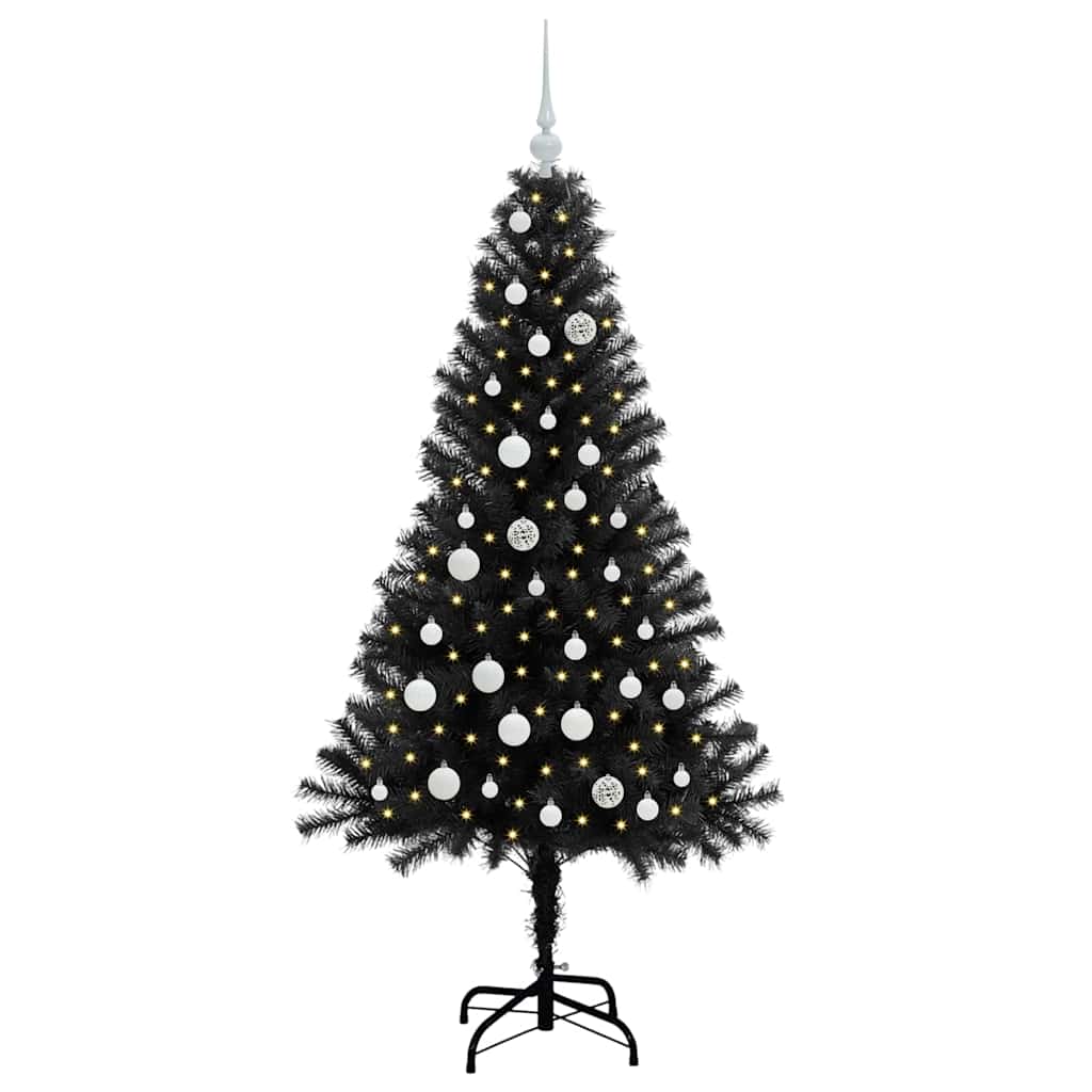 Kerstboom met 150 LED met standaard Zwart 150 cm PVC