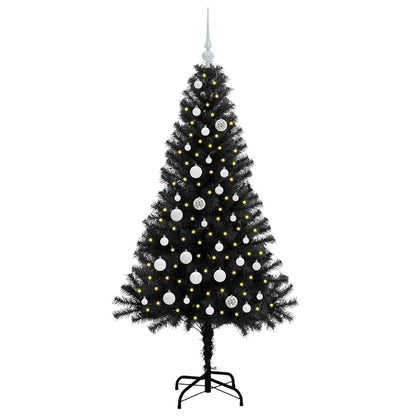 Kerstboom met 150 LED met standaard Zwart 150 cm PVC