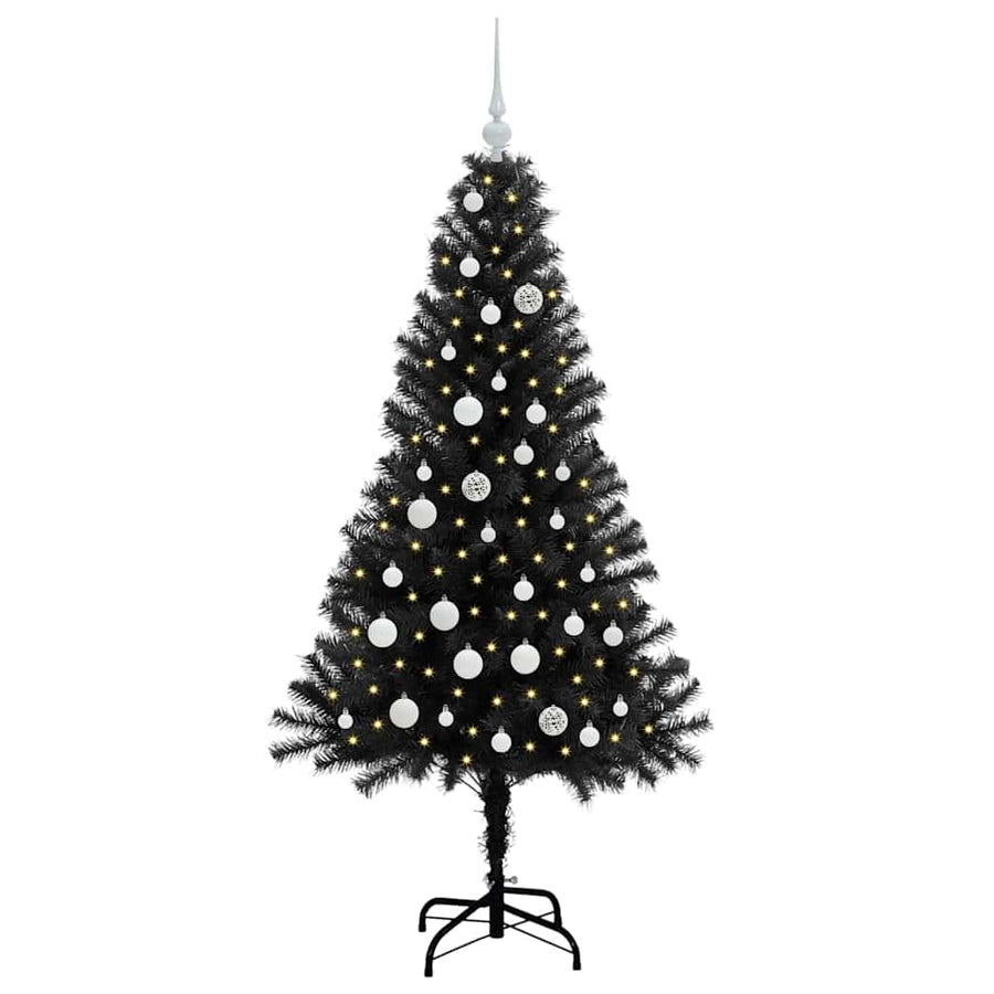 Kerstboom met 150 LED met standaard Zwart 150 cm PVC