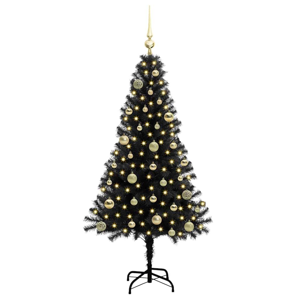 Kerstboom met 150 LED met standaard Zwart 150 cm PVC
