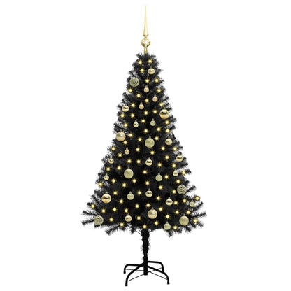 Kerstboom met 150 LED met standaard Zwart 150 cm PVC