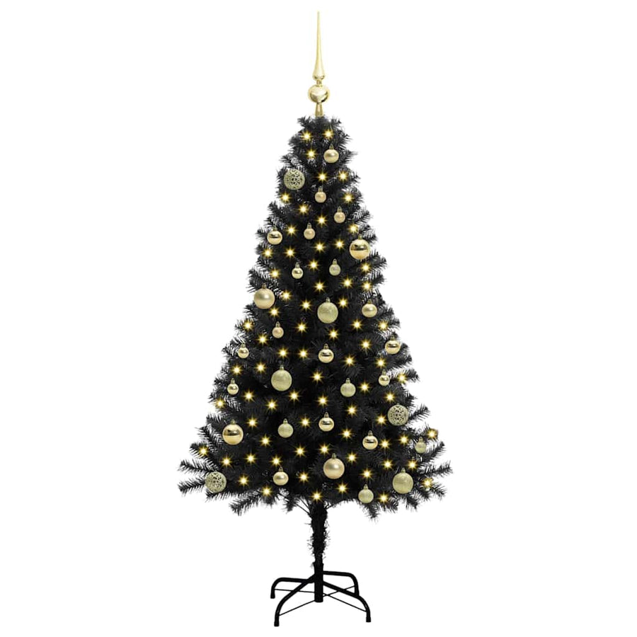 Kerstboom met 150 LED met standaard Zwart 150 cm PVC