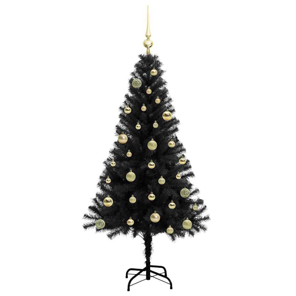 Kerstboom met 150 LED met standaard Zwart 150 cm PVC