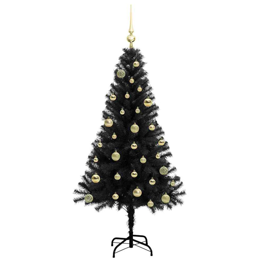 Kerstboom met 150 LED met standaard Zwart 150 cm PVC