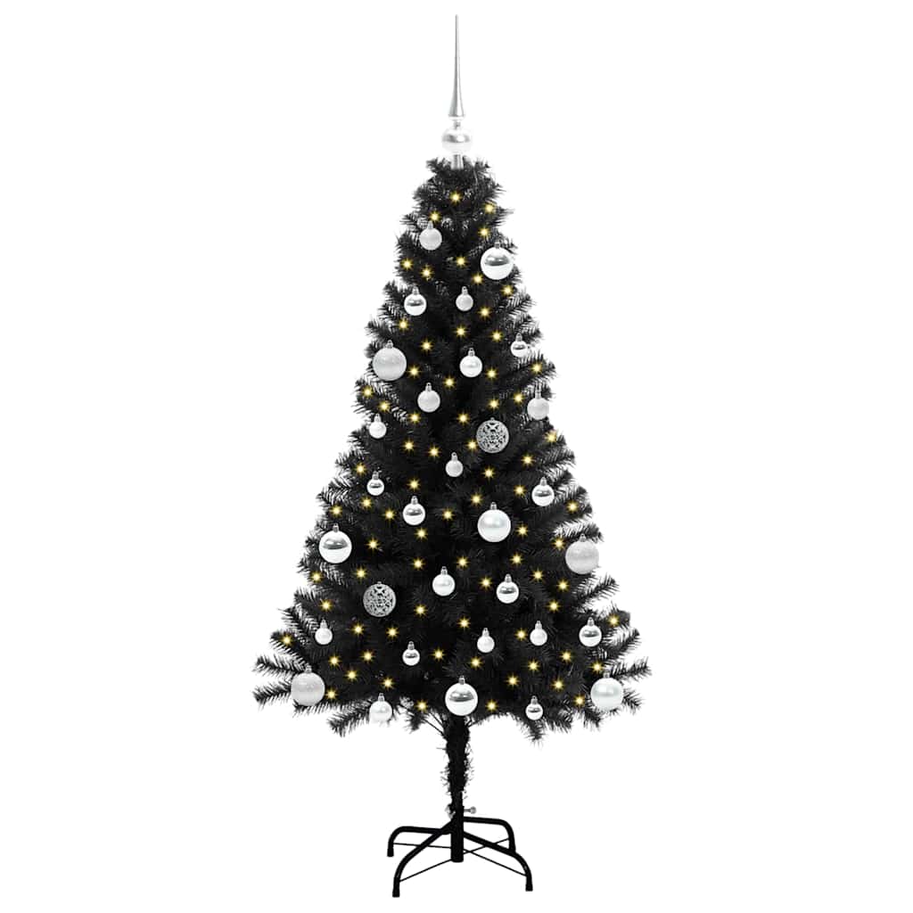 Kerstboom met 150 LED met standaard Zwart 150 cm PVC