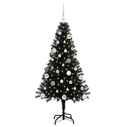 Kerstboom met 150 LED met standaard Zwart 150 cm PVC