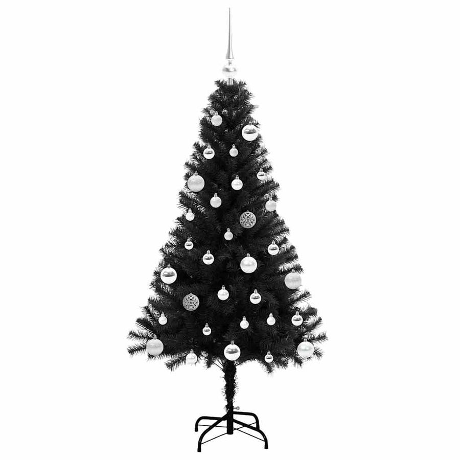 Kerstboom met 150 LED met standaard Zwart 150 cm PVC