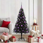 Kerstboom 150 cm PVC met 150 LED zwart