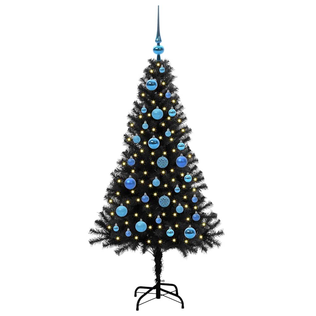 Kerstboom met 150 LED met standaard Zwart 150 cm PVC