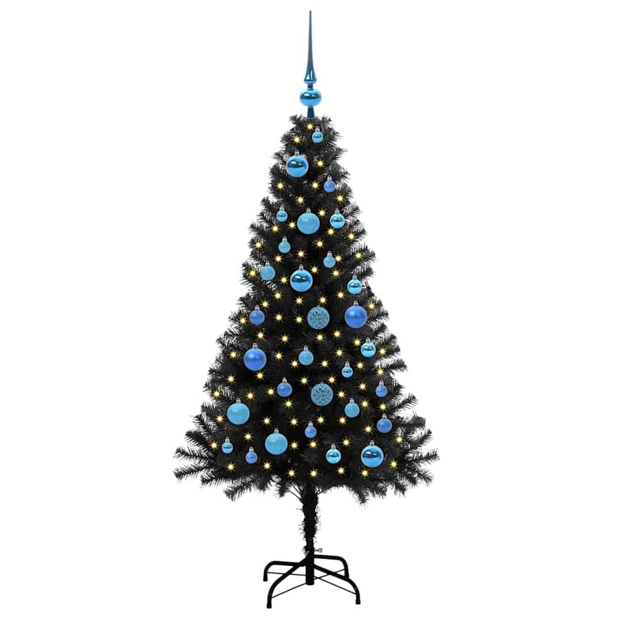 Kerstboom met 150 LED met standaard Zwart 150 cm PVC
