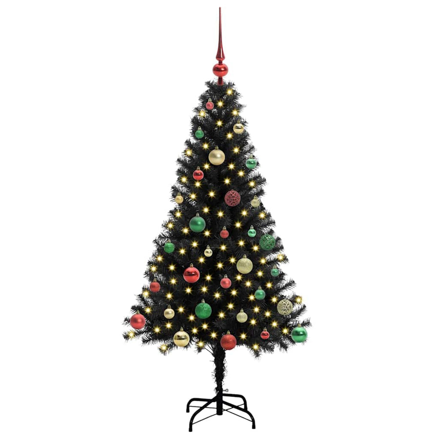 Kerstboom met 150 LED met standaard Zwart 150 cm PVC