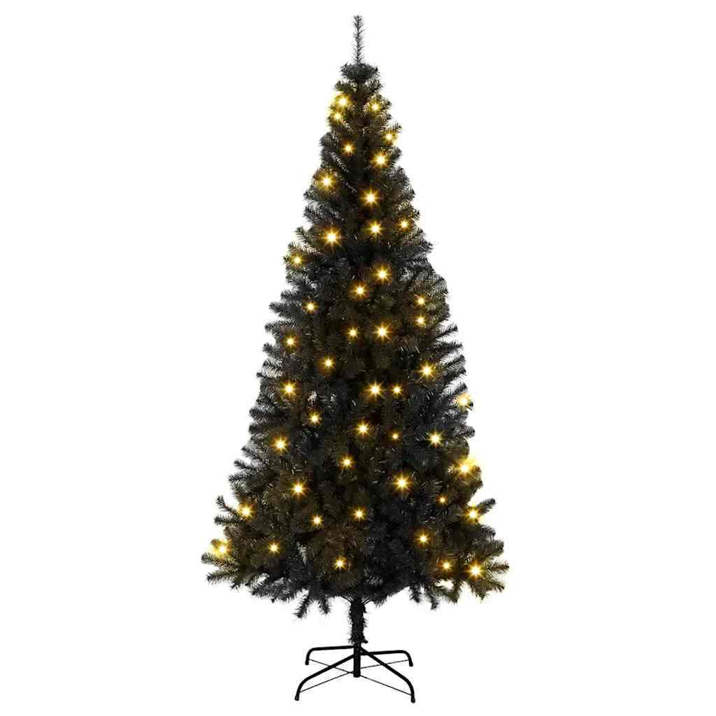 Kerstboom met 300 LED met standaard Zwart 180 cm PVC